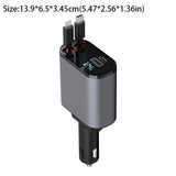 Caricabatteria da auto 4 IN 1 con display digitale da 100 W, interfaccia USB retrattile per Samsung