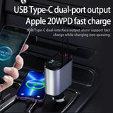 Caricabatteria da auto 4 IN 1 con display digitale da 100 W, interfaccia USB retrattile per Samsung