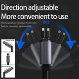Caricabatteria da auto 4 IN 1 con display digitale da 100 W, interfaccia USB retrattile per Samsung