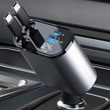 Caricabatteria da auto 4 IN 1 con display digitale da 100 W, interfaccia USB retrattile per Samsung