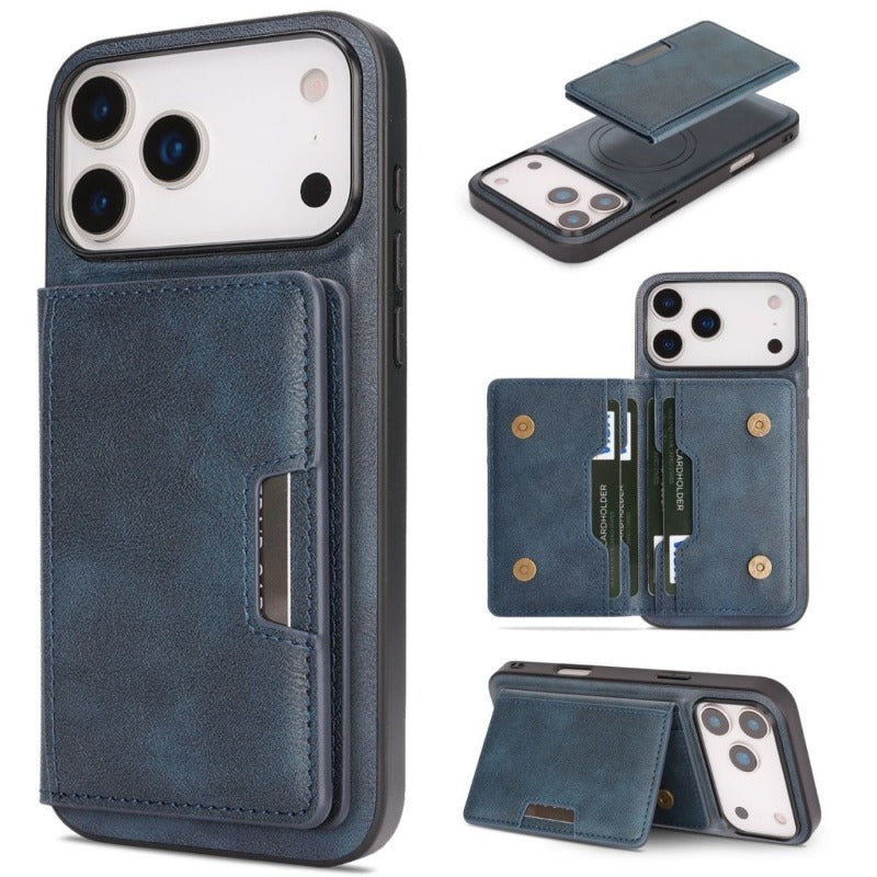 Card Holder Integrated Magnetic Phone Case For iPhone