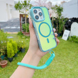 Laser Gradient Magnetic Lanyard Shockproof Case For iPhone