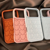 Leather Embossed Heart Phone Case For iPhone