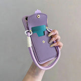 Purple Tulip Card Holder Phone Case For iPhone