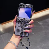 Glitter Flower Lanyard Phone Case For Samsung Z FLIP 7 6 5 4 3