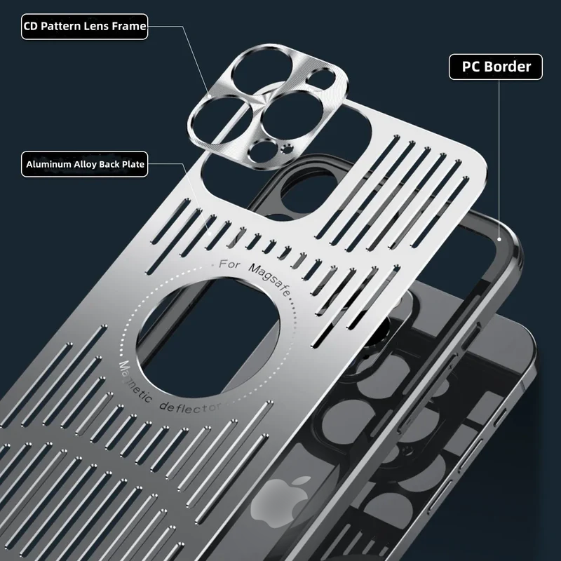 Custodia magnetica per dissipazione del calore in metallo alla moda per iPhone