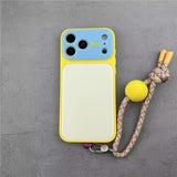 Color-blocked Phone Case with Lanyard For iPhone