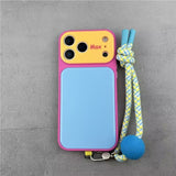 Color-blocked Phone Case with Lanyard For iPhone