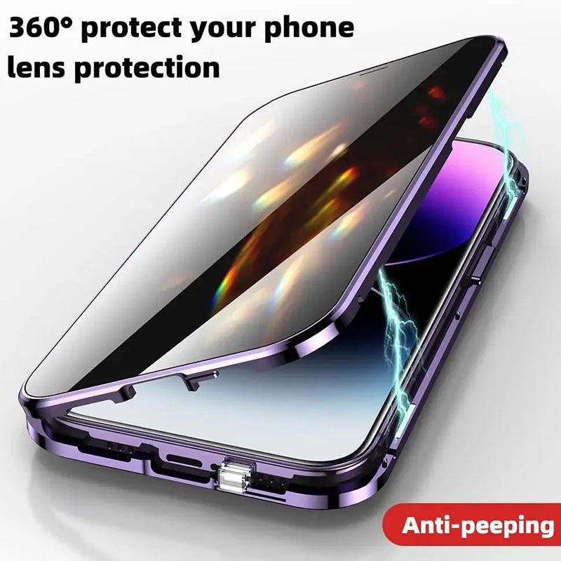 Custodia ad adsorbimento magnetico per privacy anti-peep in doppio vetro per iPhone