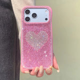 Full Screen Glitter Rhinestone Love Heart Phone Case For iPhone