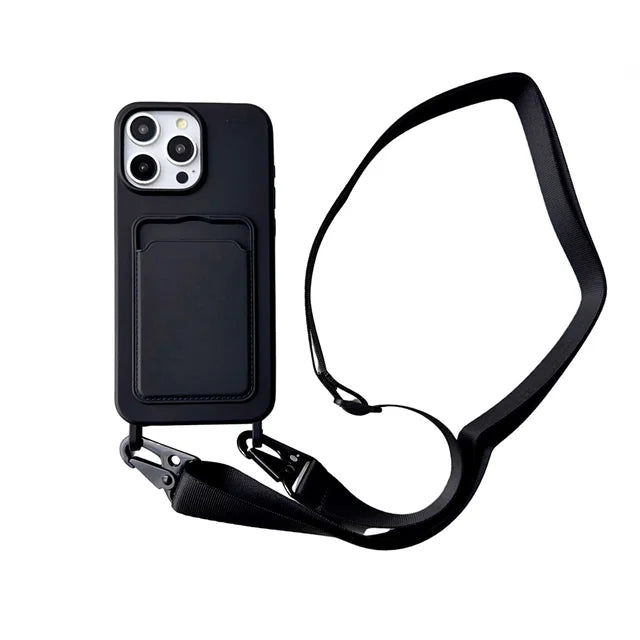 Crossbody Lanyard Necklace Rope Wallet Silicone Case For iPhone
