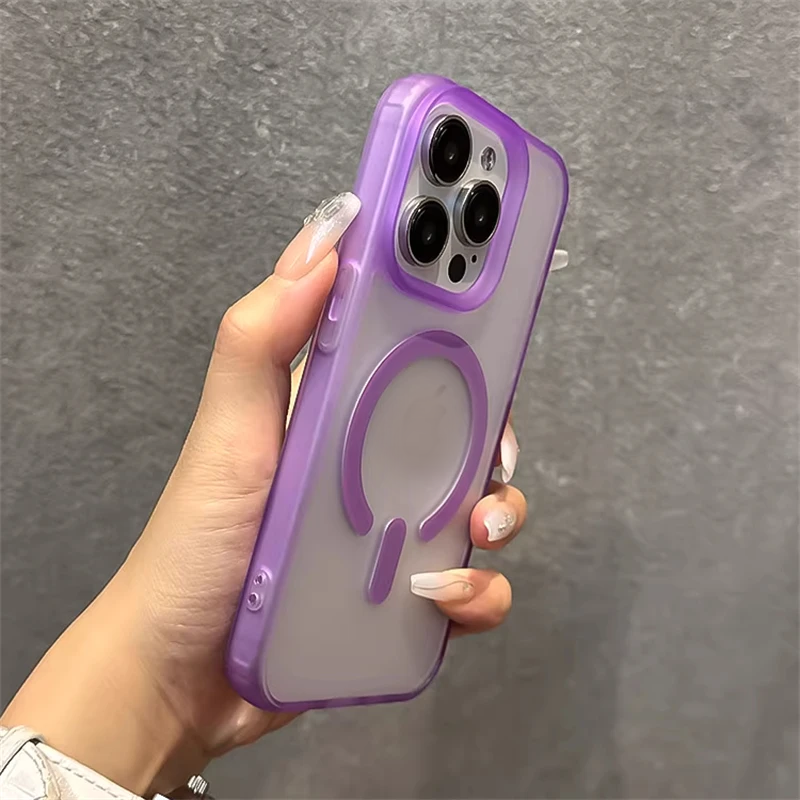 Translucent Matte Magnetic Wireless Charge Case For iPhone