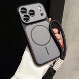 For Magsafe Liquid Silicone Lanyard Wrist Strap Magnetic Lens Protectio Case For iPhone