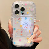 Polka Dot Cat Large Window Phone Case For iPhone