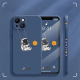 Custodia in silicone simpatico cartone animato altalena astronauta per iPhone