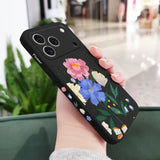 Beautiful Flowers Liquid Silicone Phone Case For iPhone