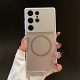 Color-blocked Frosted Premium Lens Film Magnetic Phone Case  for  Samsung