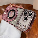 Plating Transparent Diamond Glitter Magnetic Phone Case For iPhone