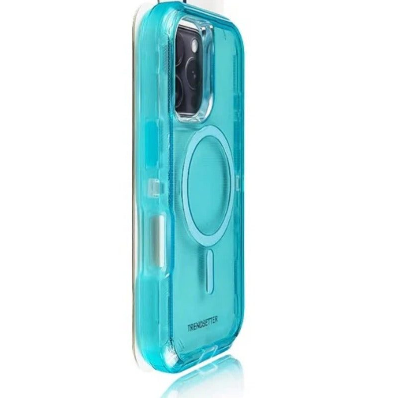 Transparent Blue Magnetic Three-in-one Anti-fall Phone Case For iPhone