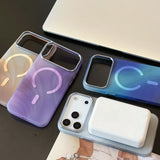 Light and Shadow Frosted Metal Frame Magnetic Phone Case For iPhone