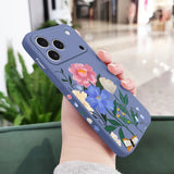 Beautiful Flowers Liquid Silicone Phone Case For iPhone