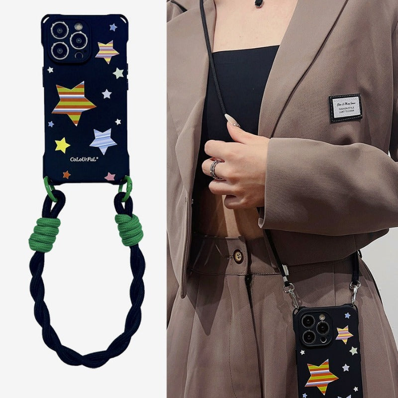 Cartoon Crossbody Lanyard Anti-Fall Phone Case For iPhone