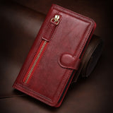 Retro Zipper Leather Card Slot Phone Case For iPhone