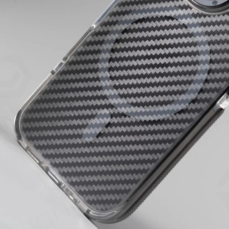 Armor Non-Slip Magnetic Carbon Fiber Pattern Case For iPhone
