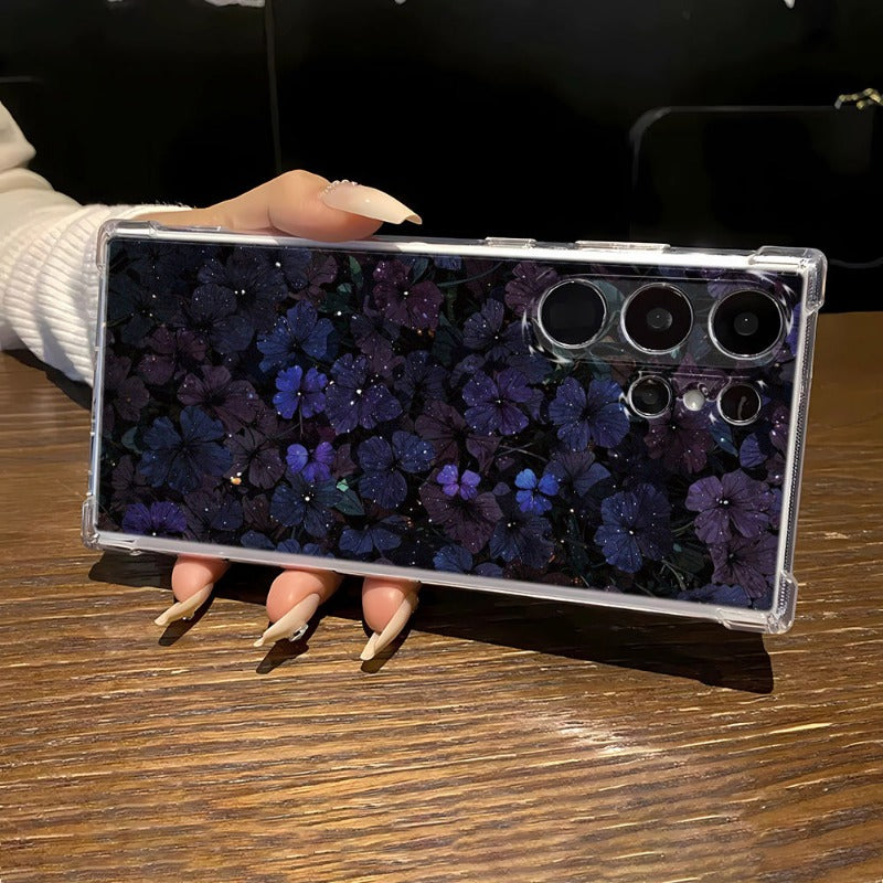 Purple Flower Transparent Soft Phone Case For Samsung