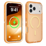 3 in 1 Heavy Armor Transparent Magnetic Case For iPhone