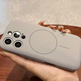 Lens Flat Liquid Silicone Magnetic Phone Case For iPhone