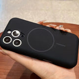 Lens Flat Liquid Silicone Magnetic Phone Case For iPhone