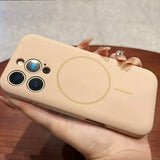 Lens Flat Liquid Silicone Magnetic Phone Case For iPhone