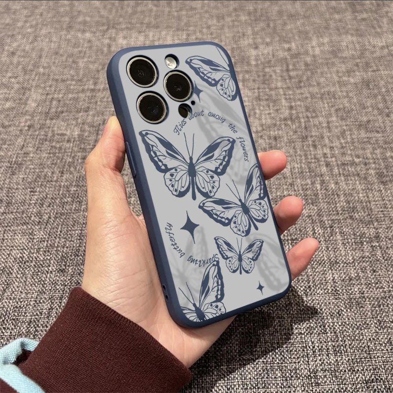 Hollow Butterfly Lens Flat Phone Case For iPhone