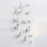 12Pcs Fashion 3D Hollow Butterfly Creative Wall Sticker