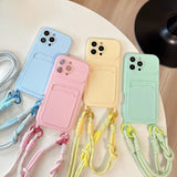 Card Holder with Lanyard Phone Case For iPhone