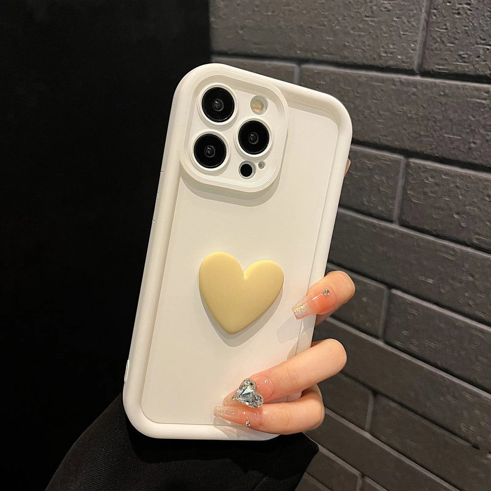 Custodia per cellulare carina in silicone con cuore d'amore 3D per iPhone