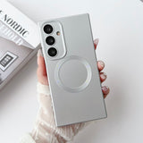 New Solid Color Magnetic Phone Case with Built-in Lens Film For Samsung