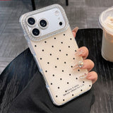 Polka Dot Rhinestone Lens Film Phone Case For iPhone