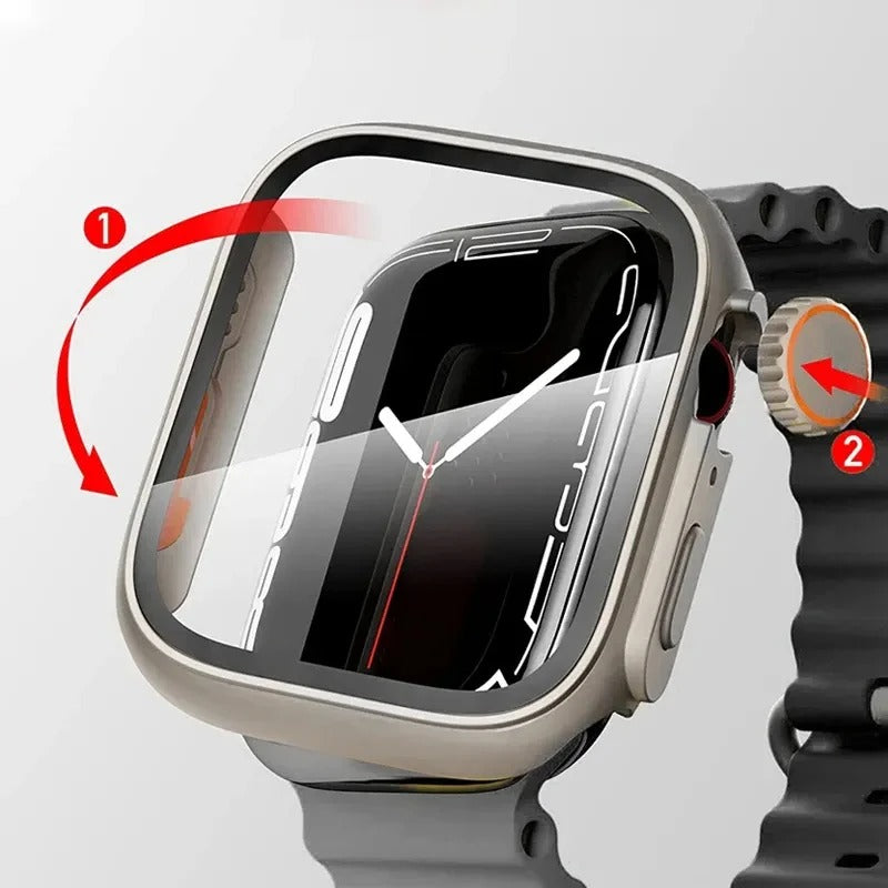 Screen Protector Glass+Case for Apple Watch 44mm 45mm 41mm 40mm 42mm 38mm