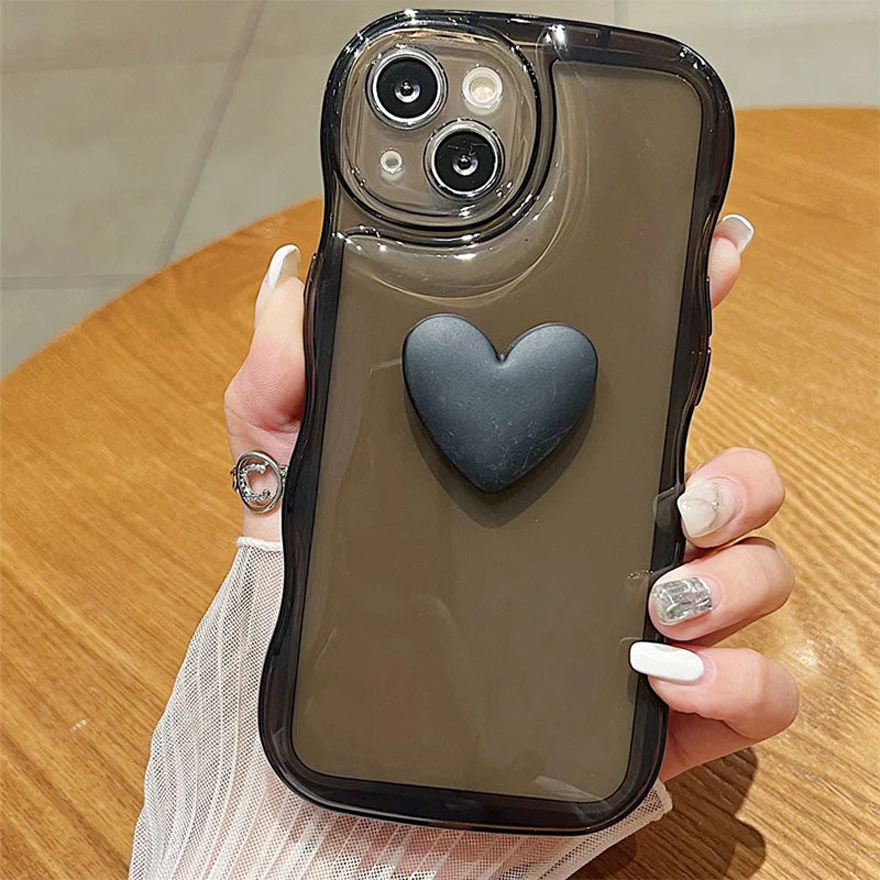 Custodia per telefono trasparente con cuore d'amore 3D carino per iPhone 