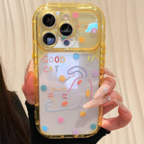 Polka Dot Cat Large Window Phone Case For iPhone