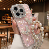 Rhinestone Pearl Butterfly Phone Case For iPhone