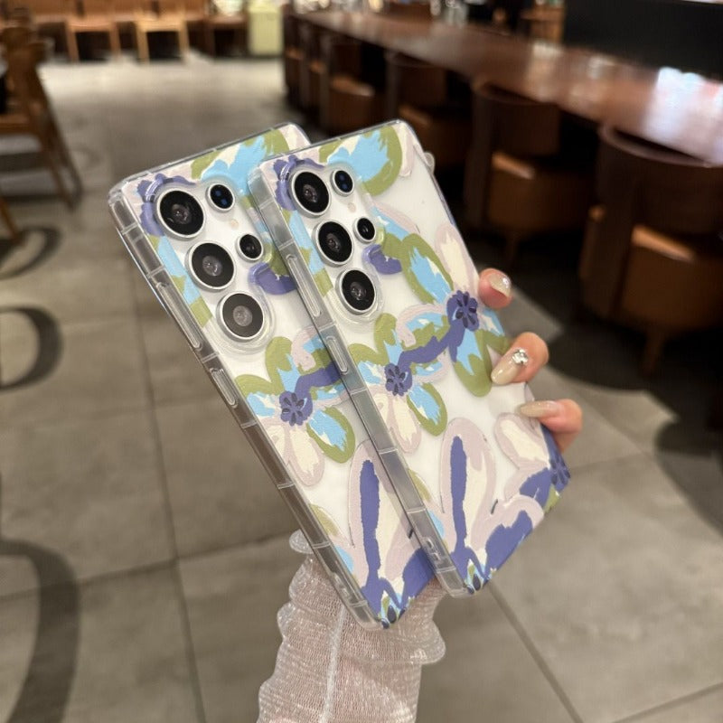Graffiti Flower Transparent Phone Case For Samsung