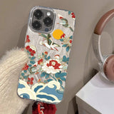 Magpie Feather Silk Phone Case For iPhone