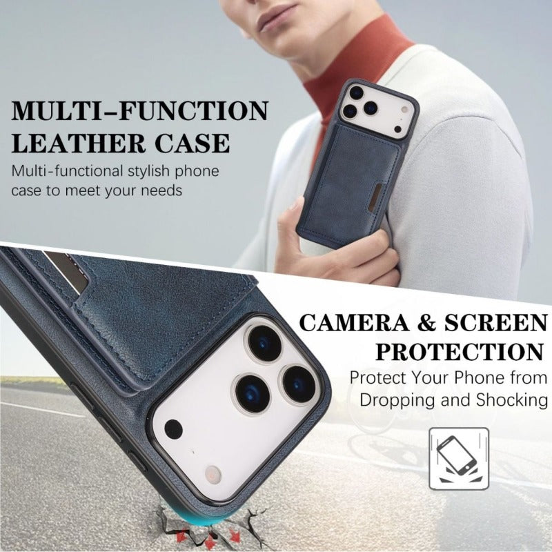 Card Holder Integrated Magnetic Phone Case For iPhone