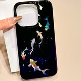 Gradient Smudge Hollow Koi Phone Case For iPhone