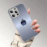 Plating Silver “silver apple ” Toughened Glass Design  Case For iPhone
