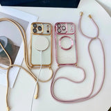 Crossbody Lanyard Strap Plating Magnetic Case For iPhone