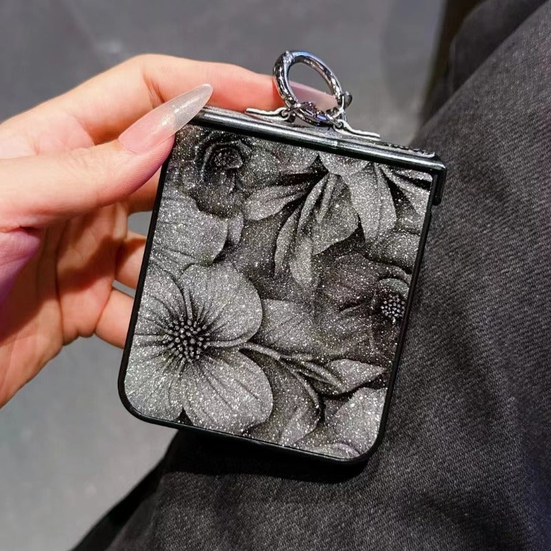 Glitter Flower Lanyard Phone Case For Samsung Z FLIP 7 6 5 4 3